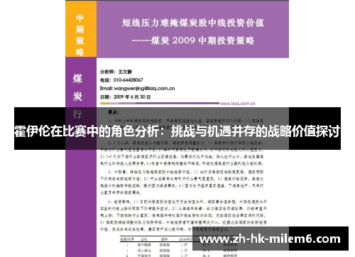 霍伊伦在比赛中的角色分析：挑战与机遇并存的战略价值探讨